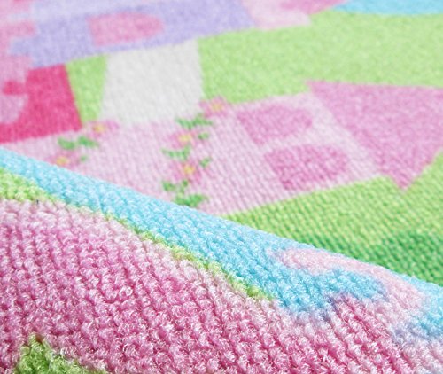 HUAHOO Pink Girls Bedroom Rugs Cartoon Castle Kids Rug Bedroom Floor Rugs Nylon Cartoon Kids Living Room Carpet (100cm*133cm(39''*52''))