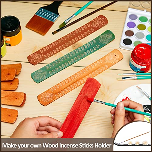Cunhill 12 Pieces Handmade Wooden Incense Stick Holder Wood Incense Burner Ash Holder Trays for Sticks Home Utilities Accessories and Buddha Hall