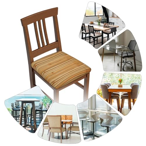 4PCS Dining Chair Covers for Dining Room Bamboo Board Texture Chair Seat Cover Stretch Parsons Chair Slipcover Removable Washable Seat Cushion Slipcovers Cover for Kitchen Office
