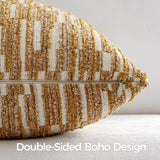 Boho Striped Decorative Throw Pillow Covers 20"X12"Set of 2 Mustard Yellow