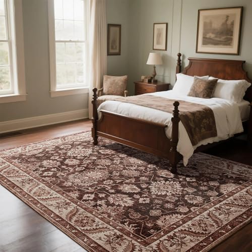 Area Rugs for Living Room, Washable 5x7 Area Rug for Bedroom,Floral Carpet with Non-Slip Rubber Backing for Home Office Dorm Dining Room Kitchen