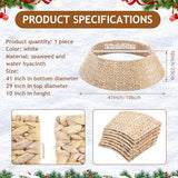 Liliful Christmas Tree Collar Woven Wicker Farmhouse Rustic Tree Skirt Basket Ring for Christmas Decorations (White,42 Inches)