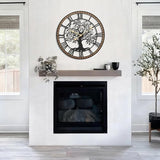 Micasso Battery Operated Wall Clock: 30 Inch Farmhouse Tree of Life Metal with Wood Frame - Rustic Bold Roman Numerals Wall Clocks for Home Office/Living Room/Bedroom - Home Decor for Housewife