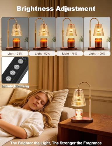Candle Warmer Lamp for Jar Candles, Dimmable Wax Warmer with Timer & Adjustable Height, Flameless Scented Candle Heater, Birthday Gifts for Mom Women, Housewarming New Home Decor (2 Pack)