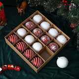 Christmas Tree Ball Ornament Set 16pcs 80mm/3.15inch Red White Glittering Shatterproof Foam Christmas Ball Ornaments Xmas Tree Decor Holiday Decoration