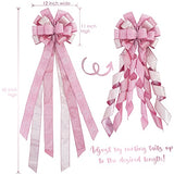 MEEDEE Pink Glitter Christmas Tree Topper - 12" Wide Velvet Bow for Christmas Tree (1 Pack)