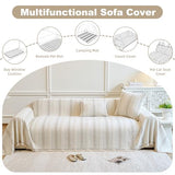 Couch Cover for Dogs Washable Sofa Cover, Sectional Couch Covers, Sofa Covers for 2 Cushion Couch, Non Slip Stripe Sofa Slipcovers Furniture Protector (Beige, 71x102)