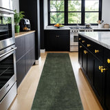 2x6 Washable Runner Rugs, Dark Green Stainproof Non-Slip for Hallway