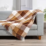 RECYCO Buffalo Plaid Chenille Throw Blanket, 50"x60", Brown Off White