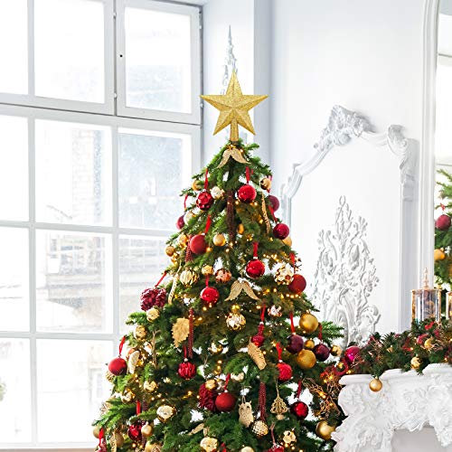 8 Inches Christmas Tree Top Crown Glitter Star Decoration (Golden)