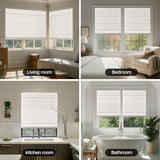 LazBlinds No Tools No Drill Cordless Roman Shades for Windows, Blackout Thermal Insulated UV Blocking Window Blinds, Lightweight Fabric Blinds for Indoor Windows, 34.5" W x 48" H, Blackout - White