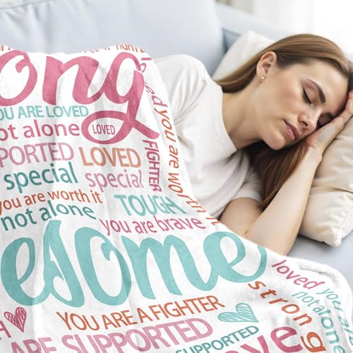 Super Soft Hug Blanket for Women 50"x60" Thinking of You Gift for Her | Inspirational Healing Gift for Cancer Patients, Post Surgery Recovery, Chemo Support, Hospital Stay