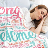Super Soft Hug Blanket for Women 50"x60" Thinking of You Gift for Her | Inspirational Healing Gift for Cancer Patients, Post Surgery Recovery, Chemo Support, Hospital Stay