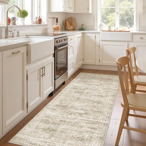 3x8 Runner Rug Non Slip,Washable Hallway Runner Rug,Brown