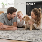 YOH Boho Washable Rug 5x7, Charcoal Gray Vintage Non Slip Area Rug, Distressed Indoor Carpet for Living Room Bedroom Kitchen Office