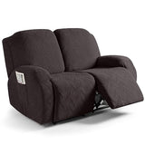Ruaozz Recliner Sofa Covers Recliner Chair Covers Loveseat Recliner Slipcovers with Pockets Washable Furniture Protector with Elastic Bottom (2 Seater, Chocolate)