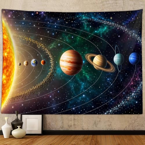 Outer Space Planet Tapestry, Universe Galaxy Solar System Earth Art Tapestries Wall Hanging for Men Kids Bedroom College Dorm Living Room Office Science Decor 40X30", Cool Hippie Poster Blanket