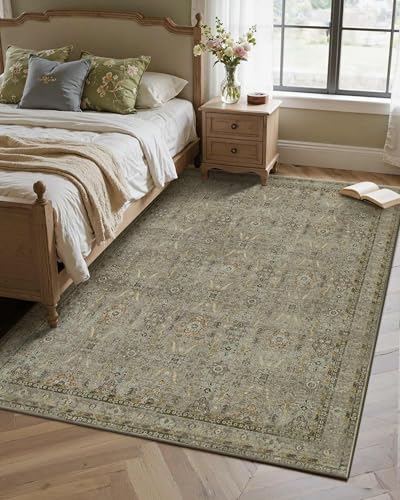 4x6 Area Rug Washable Rug for Living Room Bedroom, Olive Green