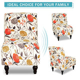 Iauddy Armless Accent Slipper Chair Cover Slipcover,Stretch Spandex Printed Removable Non-Slip Silp Cover for Accent Chair Without Arms Furniture Protector for Living Dining Room(Beige/Orange, 1)