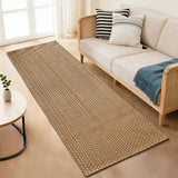 Tan Brown Boho Faux Jute Runner Rug 2x8 ft,Braided Non Slip Hallway Rug
