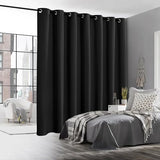 RYB HOME Extra Wide Curtains Blackout - 100% Privacy Backdrop Curtains & Drapes for Sliding Glass Door Bedroom Patio Large Window Decor Shared Office Partition Screen, W 100 x L 84, Black, 1 Panel