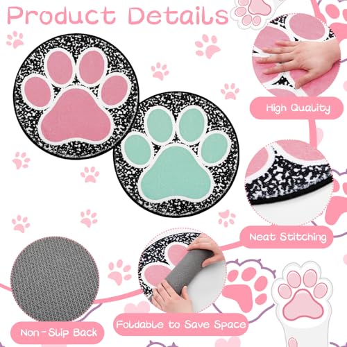 Teenyyou 6 Pcs 16" Dog Paw Classroom Rug Composition Notebook Classroom Rug Boho Pastel Floor Mat Non Slip Floor Mat for Preschool Kindergarden Dog Paw Round Flexible Seats Group Activity Spots Marker