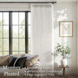 Pinch Pleated Linen Curtains 90 Inches Long for Living Dining Room Bedroom 2 Panel Set Natural Cream Birch Pinch Pleat Curtain 90 Inch Neutral Boho Floor to Ceiling Curtains Semi Sheer Linen Drapes