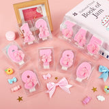 AKURIEEY Pink 1st Birthday Candle Bow Numbers 1 Candle Cake Topper Cupcake Decorations Party Decor for Girls and Women Anniversary Celebrations Supplies