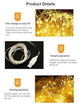 Sokelinn-six 2m 20 LEDs Fairy String Lights, USB Powered String Light for Desk Office Christmas Tree Party Decoration (Warm, 2)