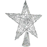 Ornativity Silver Star Tree Topper - Christmas Swirl Design Sparkle 3-D Dimensional Hallow Xmas Trees Top Star Decor Treetop Ornament Decorations