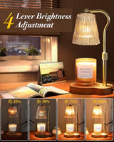 Candle Warmer Lamp, Wax Melt Warmer with 2 Bulbs for Scented Jar Candles, with Timer Dimmer Adjustable Height, Home Decor Gift for Girl Friend Mom Sister Women, No Flame No Smoke Warming Light, Amber