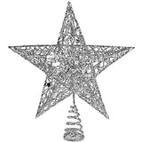 Ornativity Silver Star Tree Topper - Christmas Silver Glitter Sparkle Star Ornament Holiday Decor Top Toppers Xmas Decoration 9"