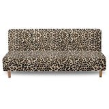 Leopard Print Easy-Going Stretch Futon Slipcover Armless Futon Bed Cover Furniture Protector Without Armrests with Elastic Bottom for Kids