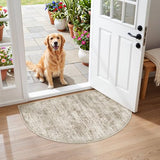 Soalmost Washable Half Circle Round Rug 2x3 Brown, Small Half Moon Area Rug