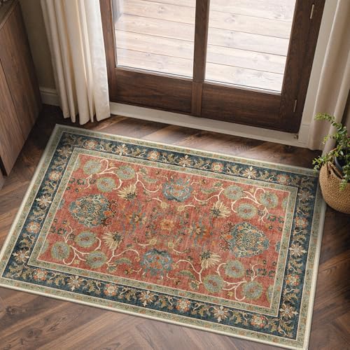 2x3 Washable Small Rug for Entryway Floral Indoor Door Mat Non Slip