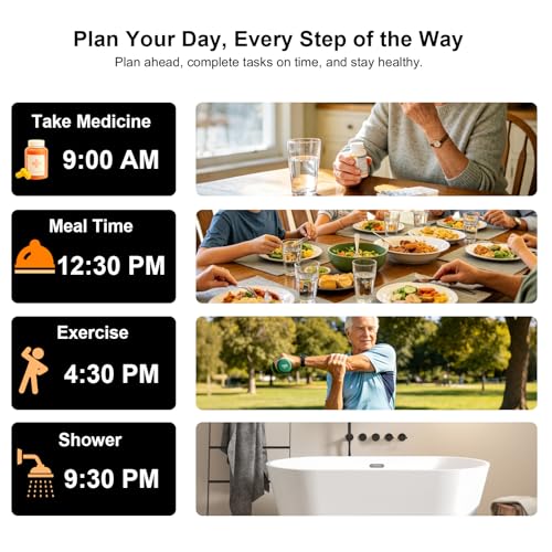 Digital Calendar Alarm Day Clock for Senior, Dementia Clock with HD Screen, Remote Control, Adjustable Brightness, Multiple Alarm Options, Alarm Clock Ideal for Alzheimers & Memory Loss