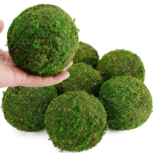 Decorative Moss Balls Set - Fake Moss Balls for Bowl Fillers, Centerpiece Decor, Home Decor, Vase Filler, Wedding Decor, Table Arrangement, Coffee Accents, DIY Crafts (Extra Large - 4"-Set of 6)