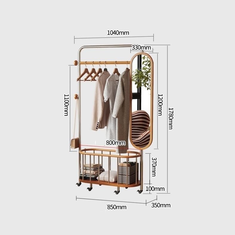 Floor Multifunctional Floor-Standing Full-Length Mirror and Coat Rack for Bedroom Mirror