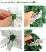 Pack of 12 Silver 5 Inch Glitter Flower Shape Christmas Hanging Ornaments Party Decorating Supplies
