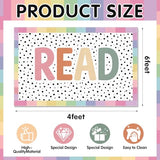 Suclain Large Classroom Rug 4 x 6 ft Reading Corner Rug Boho Pastel Washable Non Slip Large Area Carpet for Back to School Decor Mat for Library, Playroom, Daycares, Learning Space Activities Supplies