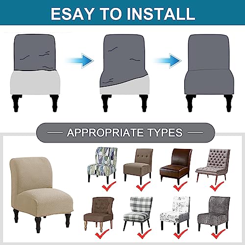 JIAN YA NA Armless Accent Chair Cover, Stretch Armless Chair Slipcover Spandex Armless Chair Covers Slipper Chair Slipcover Furniture Protector Covers for Living Room Bedroom(Knitted, Camel)