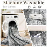 Washable Rug 5x7 Area Rugs for Living Room: Neutral Soft Rug Abstract Non Slip Low Pile Modern Carpet for Bedroom Kitchen Nursery Office Dining Room Indoor (Black, 5'x7')