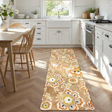 Lahome Floral Runners Rugs for Hallways - 2x6 Washable Non-Slip Kithcen Runner Rug Throw Soft Lightweight Bedroom Rug, Tan Paisley Print Modern Indoor Carpet Runner for Bathroom Laundry Room Entrance