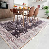 6x9 Area Rugs for Living Room, Washable Rug Vintage Floral, Coffee