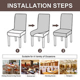 Genina Waterproof Dining Room Chair Covers Stretch Parsons Chair Slipcovers for Dining Room Kitchen Chair Protector Cover, Removable, Washable (4, Flower Pattern-Dark Gray)