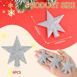 FOIMAS Mini Christmas Tree Topper Star,6pcs Glitter Christmas Tree Topper for Small Christmas Tree Craft Home Decoration,Silver