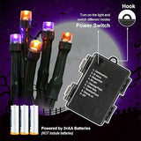 ITICdecor 33ft 100 LED Halloween Lights, Purple & Orange Halloween String Lights Waterproof Battery Operated, 8 Modes Decorative Lights for Indoor Outdoor Party Garden