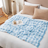 Snuggle Sac Buffalo Plaid Bedding Blanket Twin Size, Super Soft, Cozy Warm Knit Decorative Blankets, Reversible Plaid Fluffy Throws for Bed, Plaid Light Blue, 60x80 Inches
