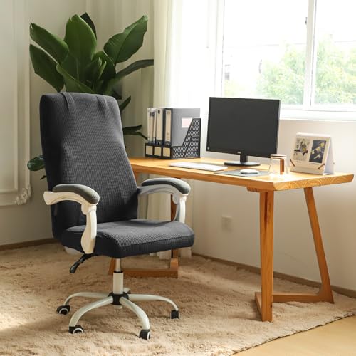 FORCHEER Large Office Chair Covers Stretchable XL Office Chair Cover, Big and Tall Computer Chair Covers (Large,Black)