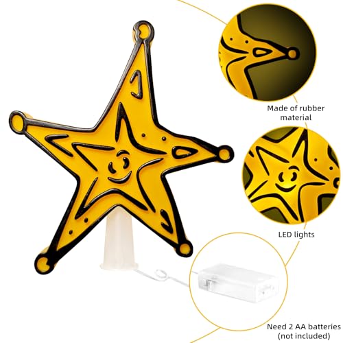 Christmas Tree Topper,Christmas Decorations,Make Your Whobilation Tree Come to Life with This Topper,8.2” Christmas Star Tree Topper for Holiday Christmas Tree Decor (Battery-Operated-1)